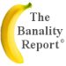 Yellow Sideways Banana Banality Report Logo small square with gray text